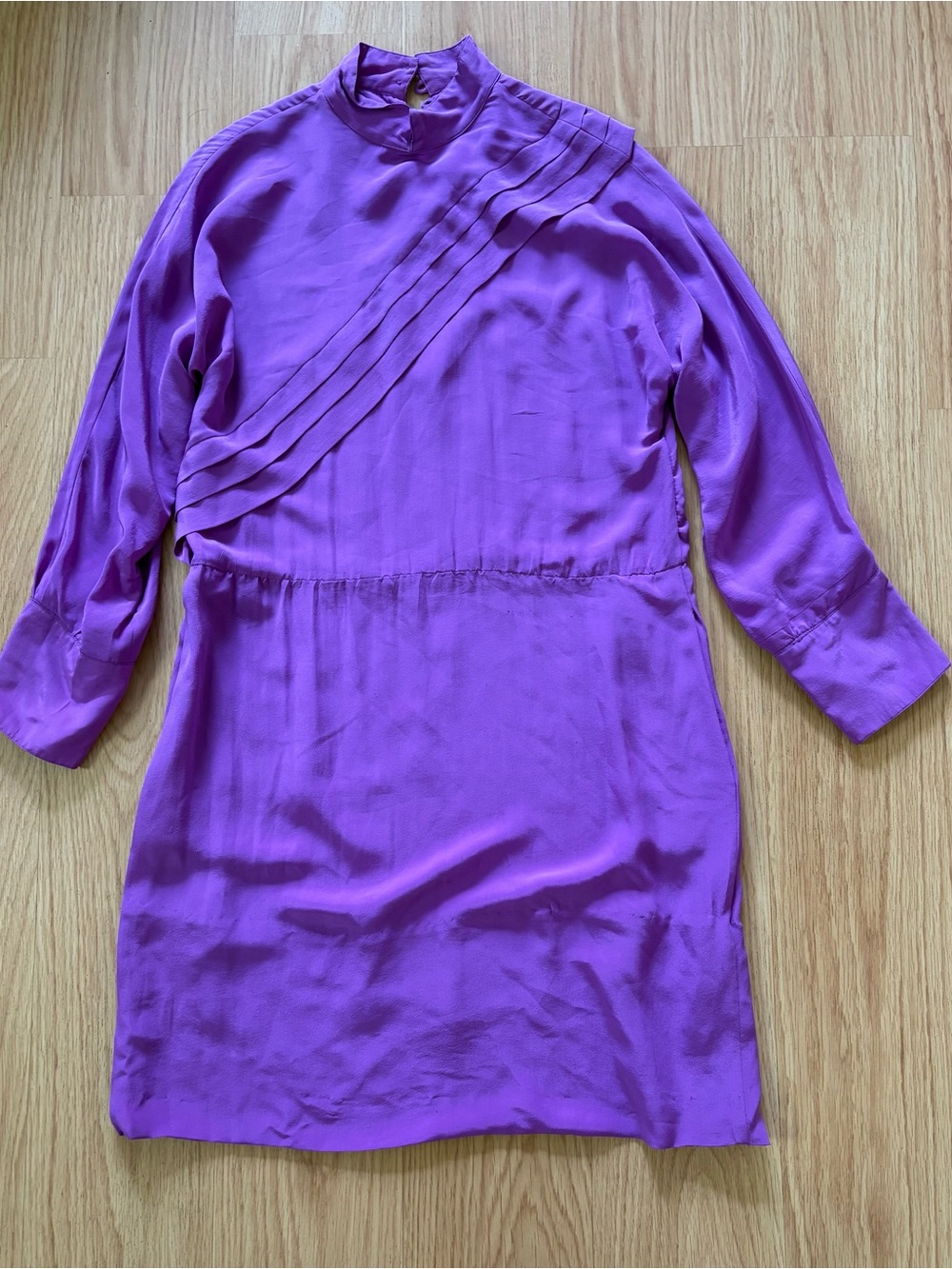 Vintage Cassis 100% silk purple draped modest elegant dress sz 12 (feels sz S)